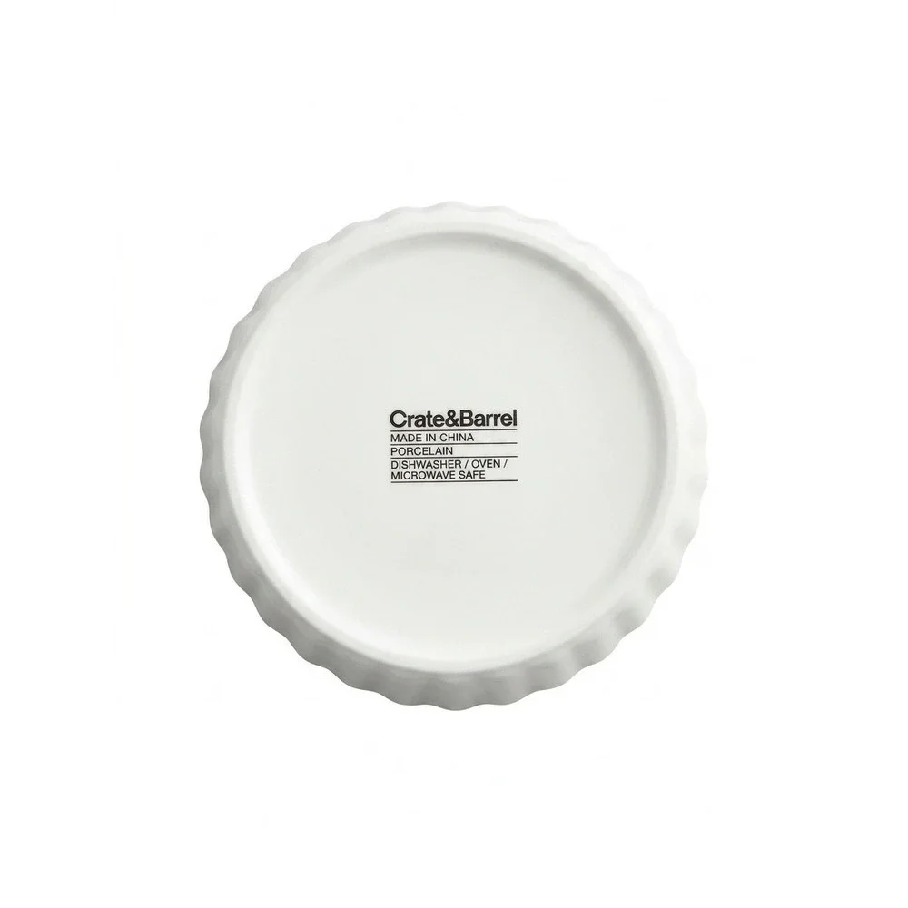 Crate‎ & Barrel White Porcelain Fluted Crème Brûlée Dish Individual Tart Pan 7oz